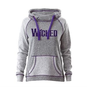 Wicked Sweatshirt Hoodie Women's Size Extra Large Grey And Purple Cotton Blend